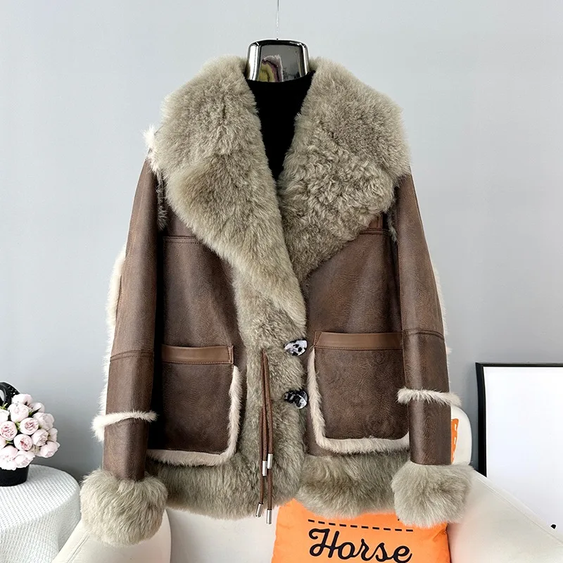 

2024 New Design Rabbit Hair Liner Warm Fashion Jacket Women Wool Collar Winter Short Coat JT439