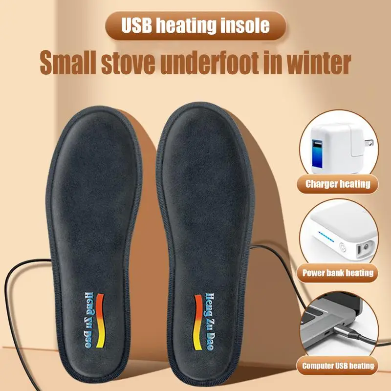 USB Electric Heating Insoles Rechargeable Heated Insoles Constant Temperature Shoes Warming Pads Winter Foot Warmer For Outdoor