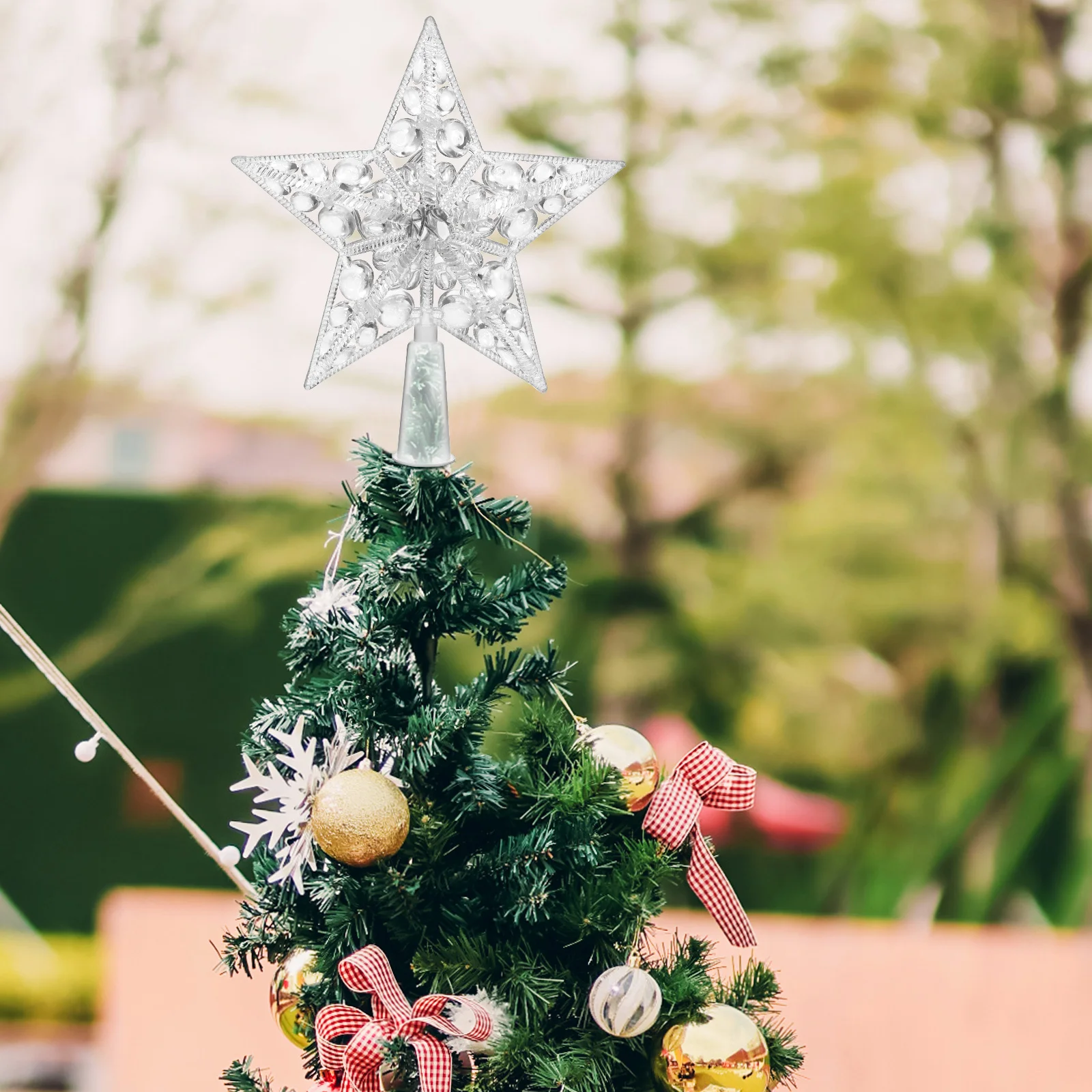 

1pc Led Christmas Treetop Star Lamp Xmas Tree Topper Light For Holiday Party Wedding Decorations Star Shaped Tree Decor