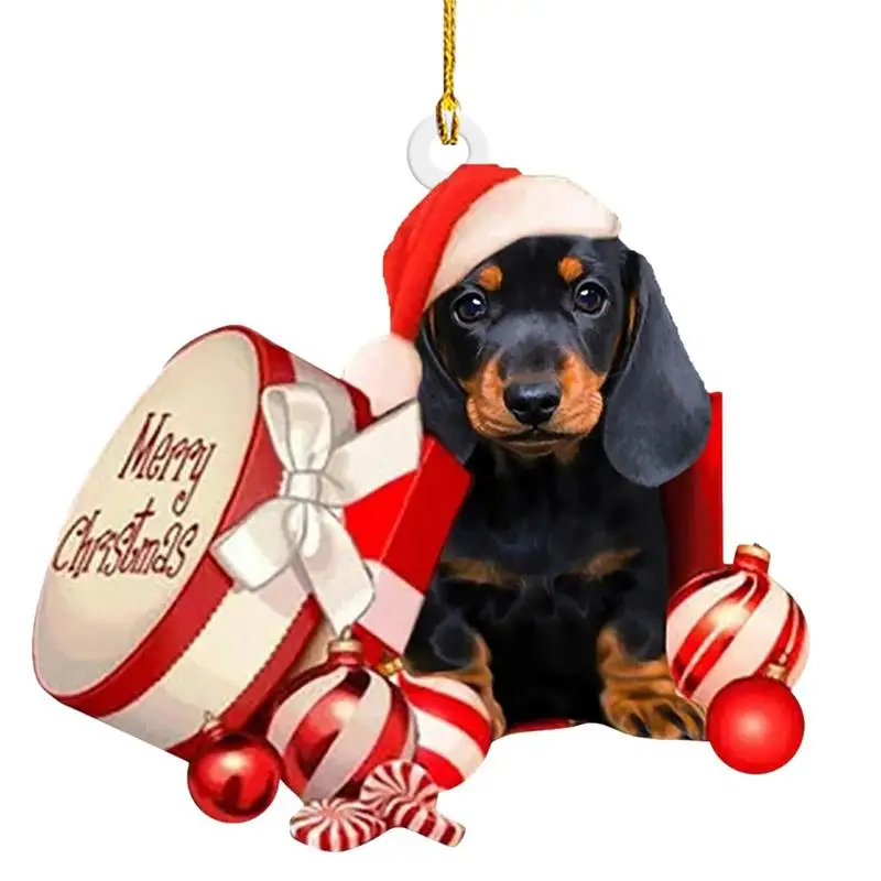 Christmas Tree Hanging Ornaments Dachshund Dog Shaped Pendants For Home Christmas Decorations Xmas New Year Gifts Winter Party