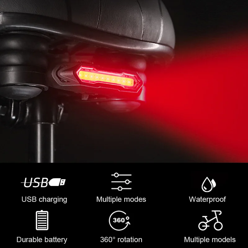 Red Blue White Bicycle Tail Light USB Rechargeable Strobe Night Warning Rear Bike Lamp Cycling MTB Taillight Riding Accessories