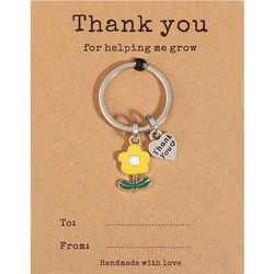 Teacher Appreciation Keychain Gifts in Bulk Teacher Day Christmas Gift Thank You for Helping Me Grow Key Chains with Card