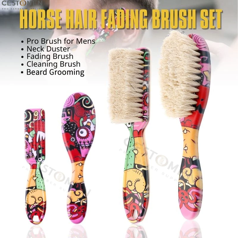 NEW Professional Barber Fade Brush Neck Dusting Horse Hair Brushes Graffiti Beard Shaving Facial Cleaning Brush Styling Tools