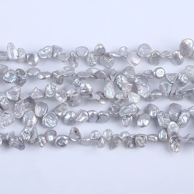 

6-10mm Dyed Gray Keshi Pearl Natural Freshwater Pearl Strands With Top Drilled for Jewelry Making