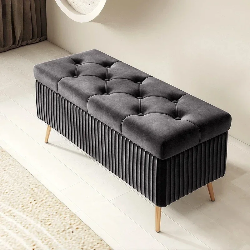 Nordic Light Luxury Stools Bedroom Bed End Sofa Ottomans Home Door Long Bench Clothing Store Shoe Changing Stool Storage Ottoman