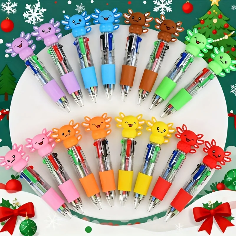 6/12pcs Cute Multi Color Retractable Ballpoint Pens Colorful Cartoon Animal Top Click Pens for Party Favors School Stationery
