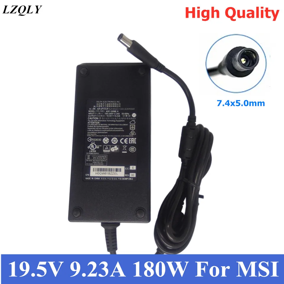 Adaptador ac do Laptop para Msi Gp75 Gl73 Gp63 Leopardo Ms-17e2 Ms-17c5 Gp738re287xfr Ge63 9se 9.23a Adp180mb k 19.5v 180w 7.4×5.0 mm