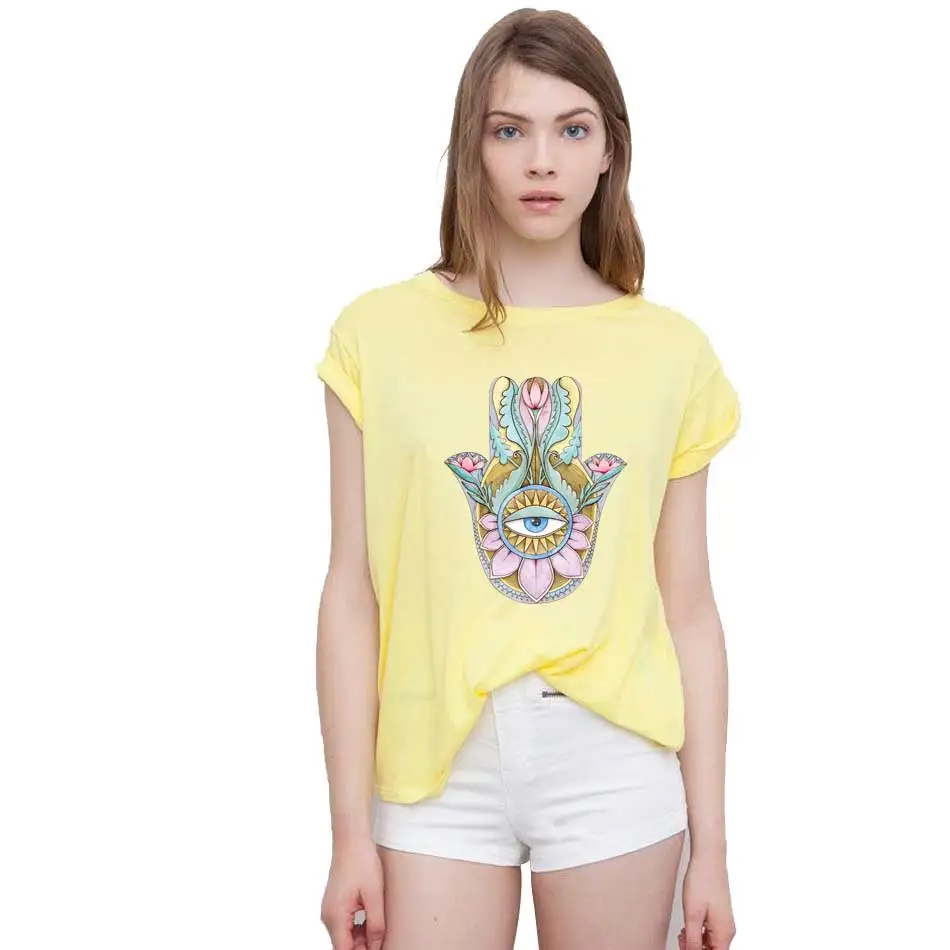 Hamsa Fatima ręcznie naprasowanka na odzież DIY zmywalne koszulki bluzy termo naklejki wdzięczne kwiatowe łaty Appliqued