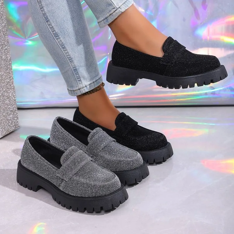 

Spring and Autumn New Style One-Piece Sneaker with Retro Design - Women's Thick-Topped Loafers - Casual Single-Sole Shoes