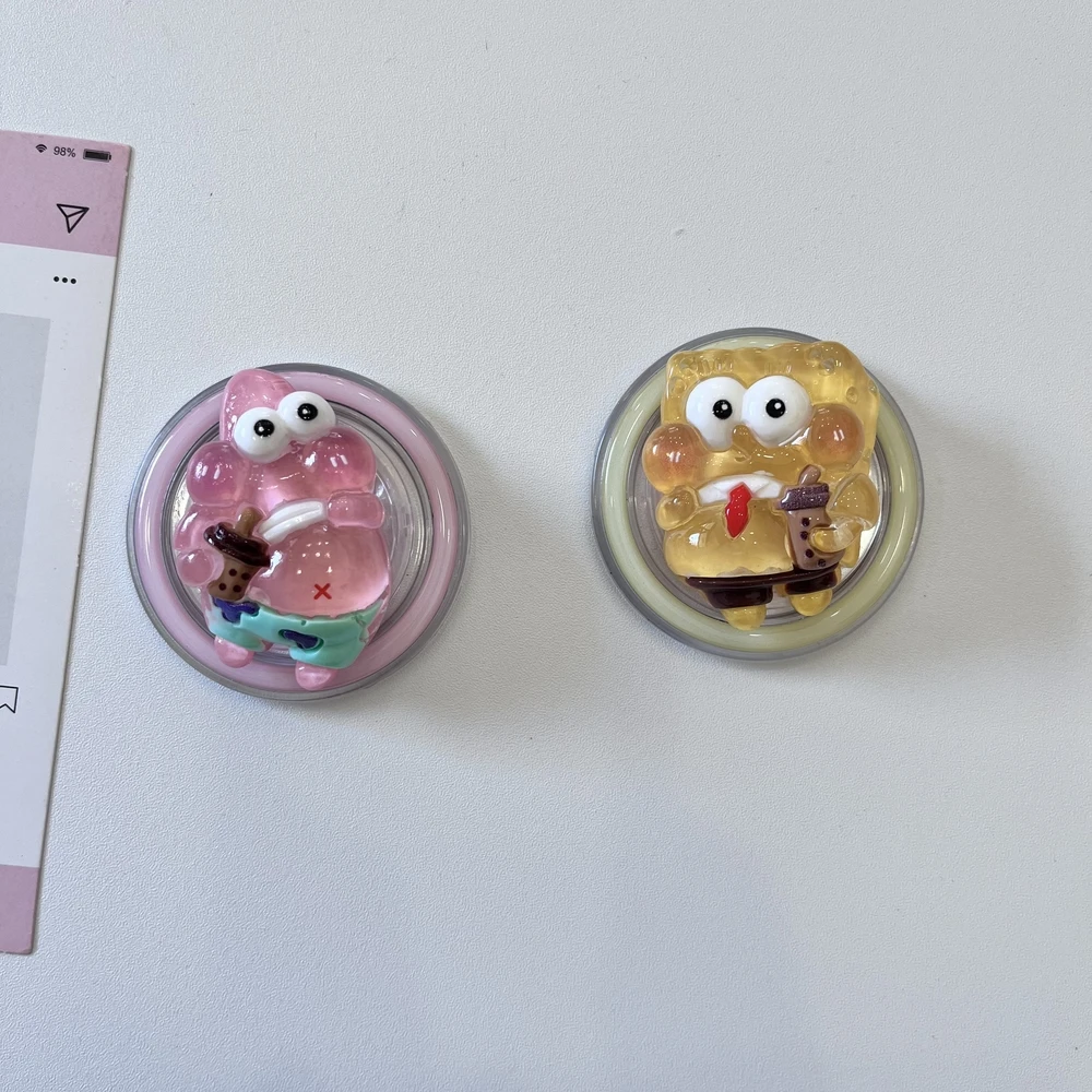SpongeBob SquarePants For Magsafe Magnetic Phone Griptok Grip Tok Stand For iPhone Samsung Foldable Wireless Charging Holder