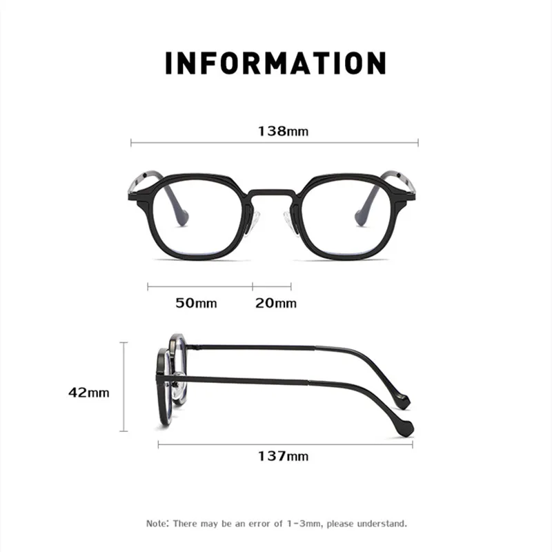 New Fashion Brand Design Stainless Steel Alloy Glasses Frame for Man and Woman Anti Blue Light Computer Phone Flat Light Glasses