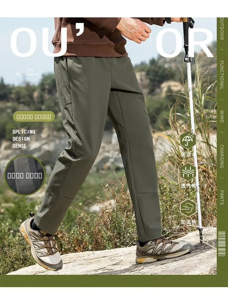

Tech Tee-in-One Fabric Fce Lined Thiened Outdoor Mountain Climbing Soft ell Casual Pants Straight Leg Autumn Winter ...