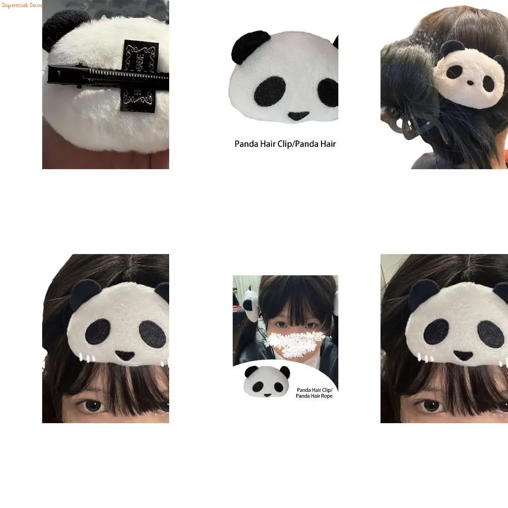 Q5WE Panda Theme Hair Clip Kids Playfulness Hairclip Washing Face Barrettes for Stylish Girls' Make Up