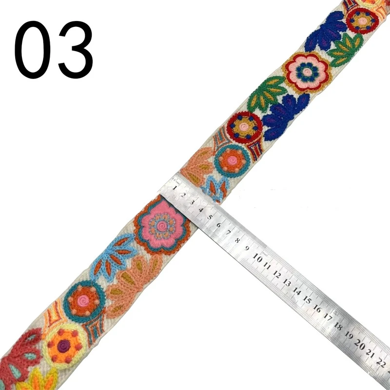 1 Yards Ethnic Style Embroidery Lace Ribbon Dress Collar Neckline Trim Clothes Bag DIY Sewing Decor