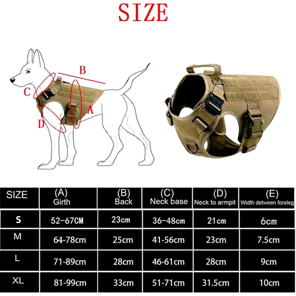 Military Large Dog Harness Pet German Shepherd K9 Malinois Training Vest Tactical Dog Harness And Leash Set For Dogs Accessories