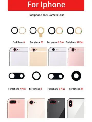 Tylna szklana soczewka C do iPhone'a 7 8 6 6S Plus X XR XS Max Szkło tylnej kamery z naklejką samoprzylepną