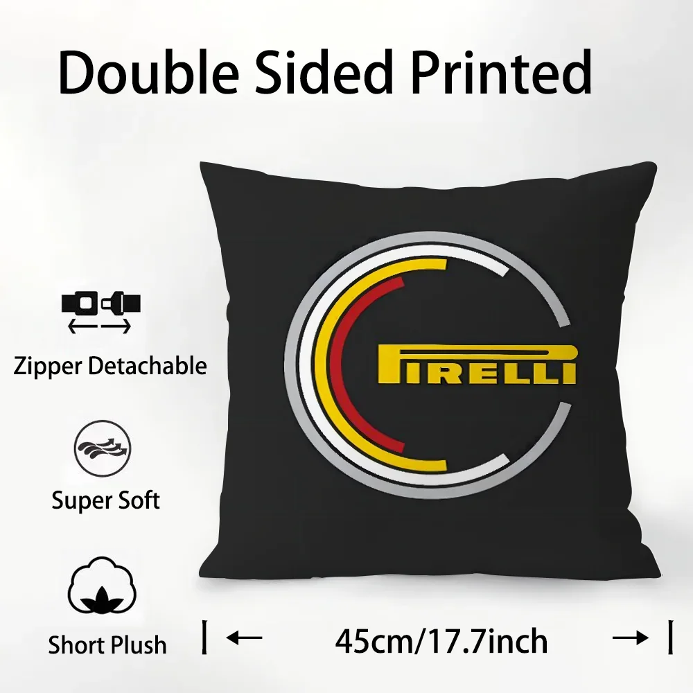 Trend P-Pirelli Pillow Case Plush Fabric Soft Double Sided Print Sofa Cushion Cover Throw Pillow Covers