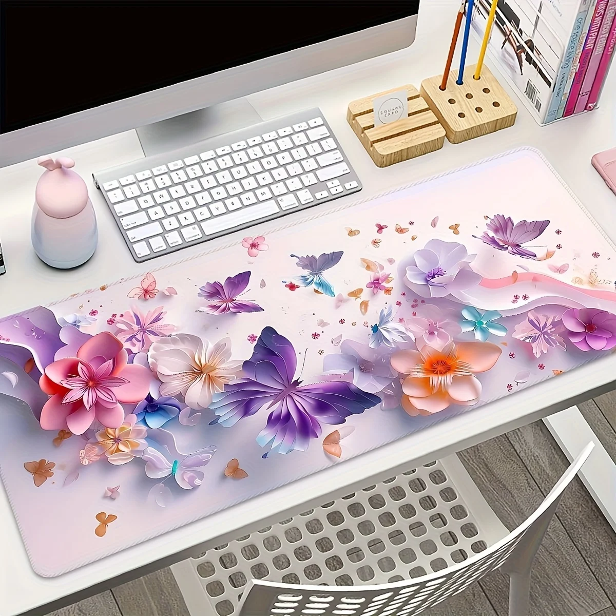 

Коврик для мыши VIKAMA «Красивая бабочка», фиолетовый, настольный, нескользящий, водонепроницаемый, для игр, коврик для стола