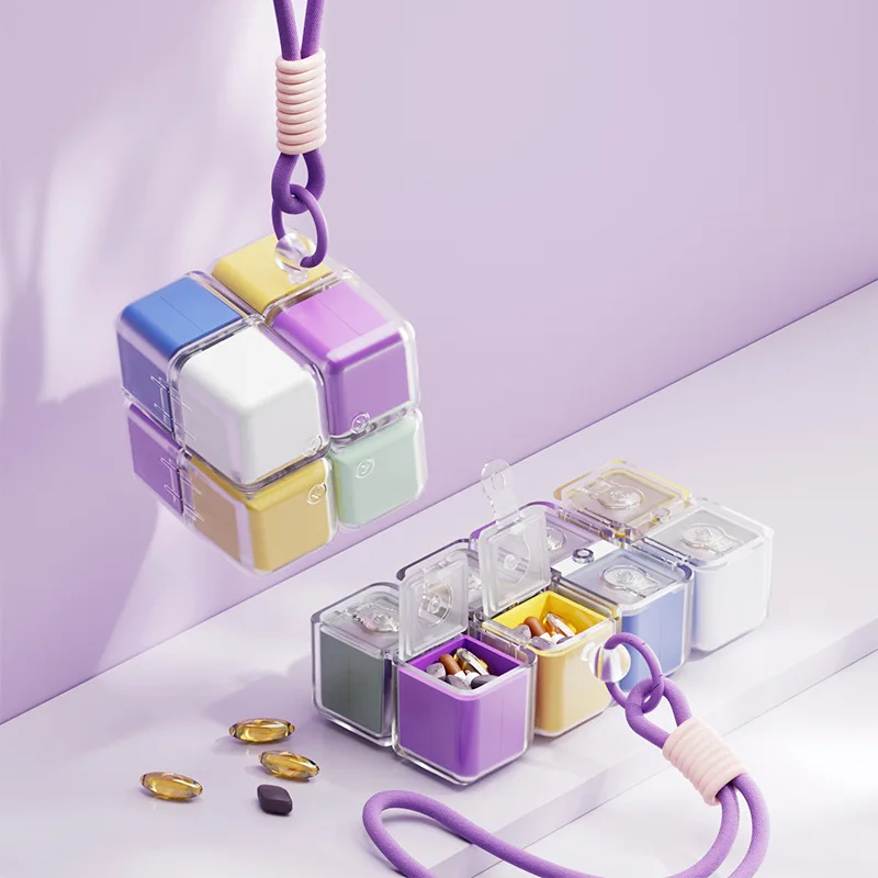 

Portable weekly pill box for seven days, a daily pill organizer that is sealed and easy to carry around.
