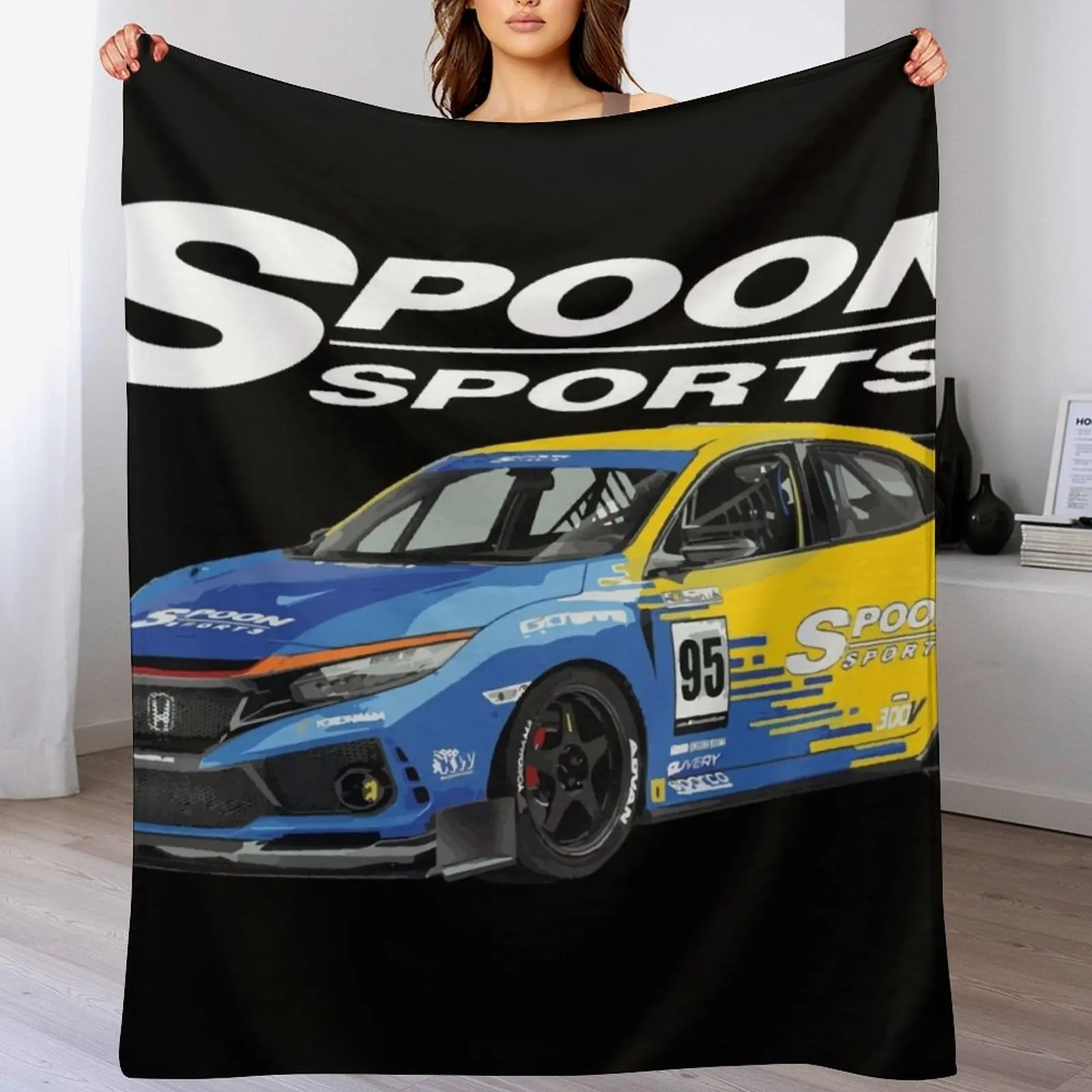 JDM Spoon CTR Race Car Hatch Throw Blanket Large Quilt Personalized Gift Blankets