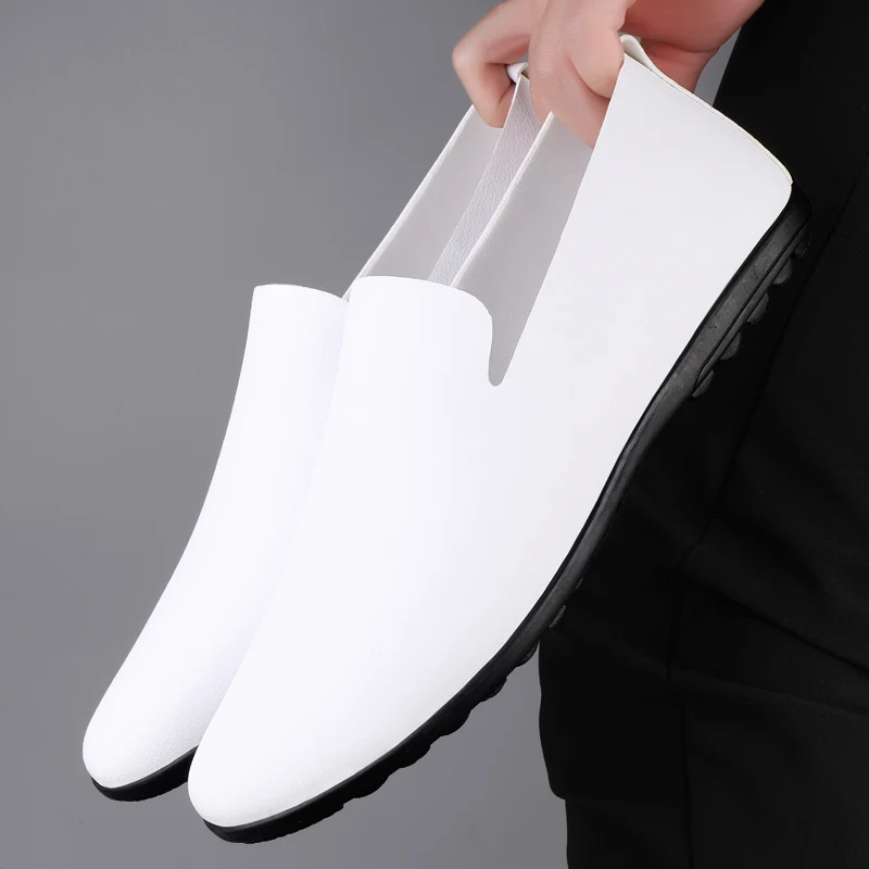 New four-season universal beanie men's shoes outdoor lazy people pedal men's daily casual leather shoes and driving shoes