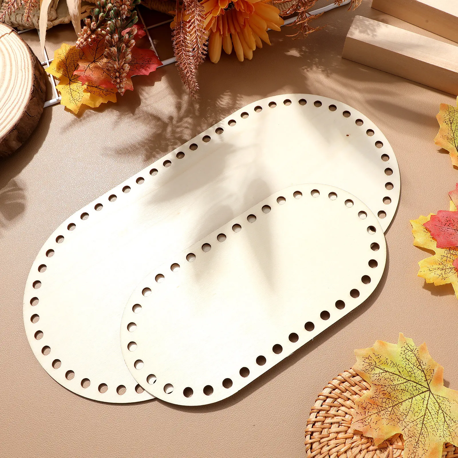 

5Pcs Sturdy Solid Wood Slices for Crochet Baskets Pre-Drilled Holes Smooth Sanded Rustic Craft Wood Base Knitting Basket Bottom