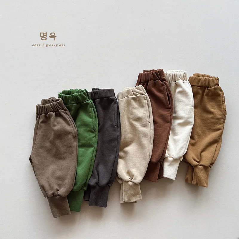 Spring Autumn Children Pants 1-8Y Boys Cotton Daily Loose Sweatpants Harem Trousers Korean Toddler Wear Kids Clothing 2024 New