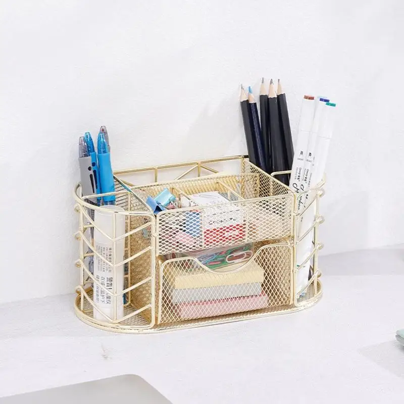 Metal Desk Makeup Skincare Holder for Bedroom Vanity Office Dropship