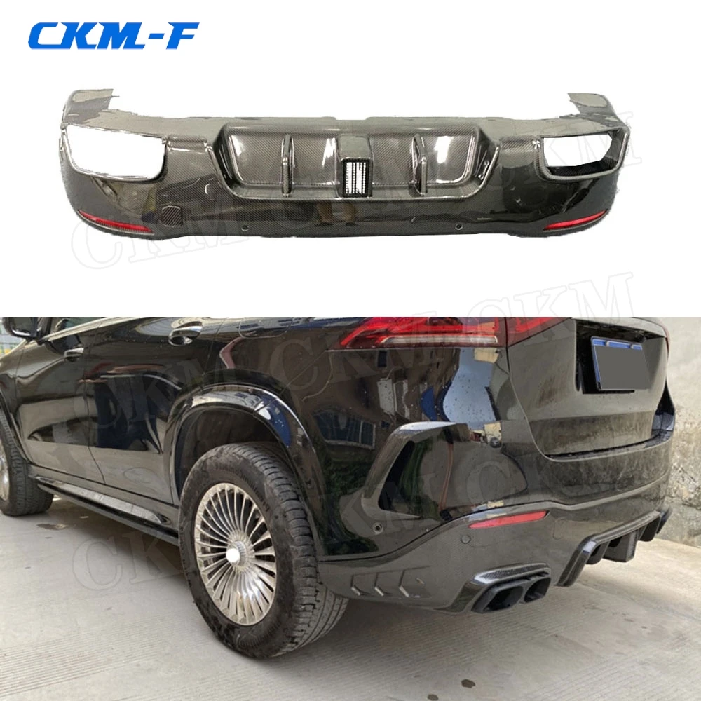 Dry Carbon Fiber Material Rear Bumper Diffuser with Exhaust For Mercedes Benz GLE Class W167 GLE53 AMG SUV 2020 Car Decoration