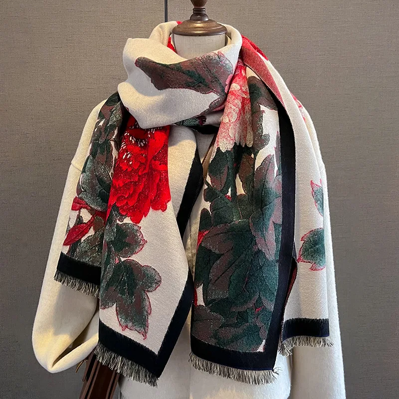 New Cashmere Scarf Women Design Thick Blanket Pashmina Warm Shawl Wrap Neckerchief Female Plaid Bufanda Winter Bandana