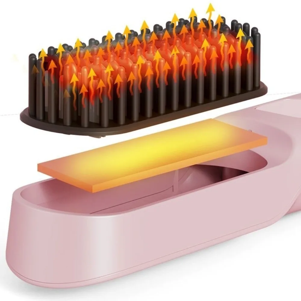 

Расческа для прямых волос с 4-мя настройками температуры Type-C, перезаряжаемая 140-200C ° Выпрямляющая расческа с ЖК-дисплеем, электрическая щетка для волос
