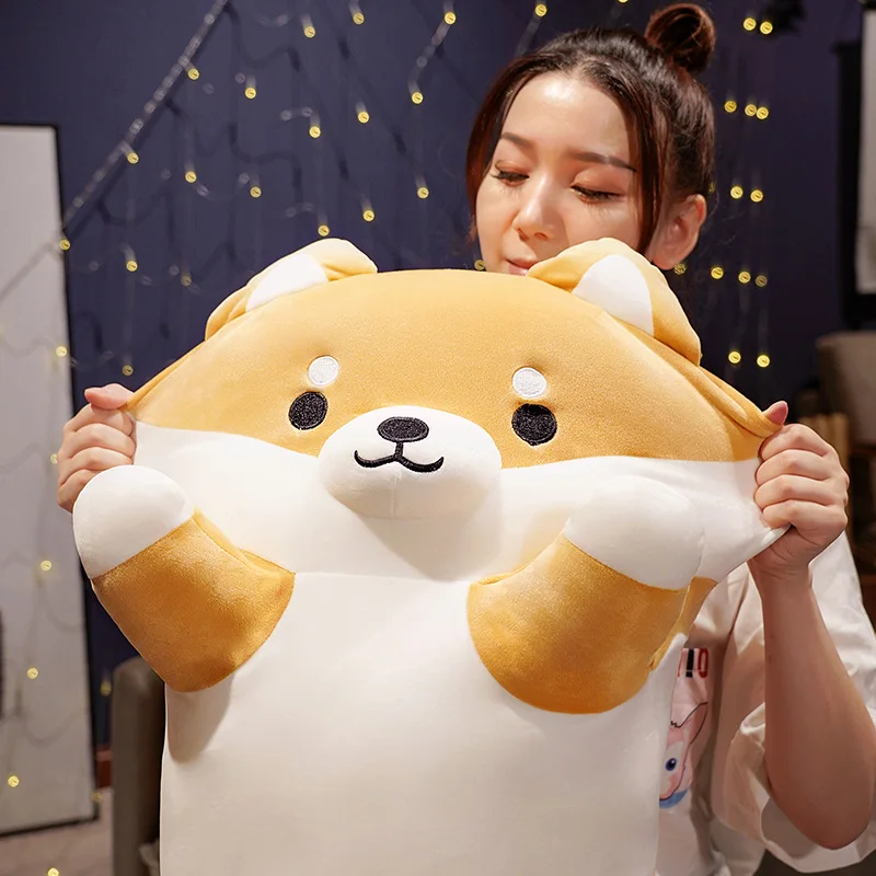 New Kawaii Long Shiba Inu Pillow Dog Plush Toy Stuffed Doll Soft Sleep Pillow Cute Nap Pillow Home Decor Birthday Gift for Girls