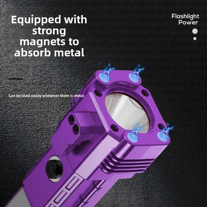 New Multifunctional Outdoor Car Emergency Flashlight Rechargeable Strong Light Safety Hammer Window Breaker Escape Tool LED
