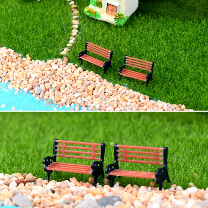 10Pcs Model Park Bench Mini Garden Ornament Miniature Park Bench Craft DIY Figurines Landscape Bench Model Garden Decor Crafts