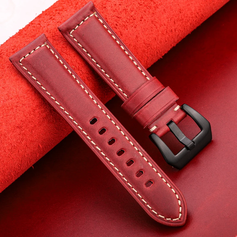 Echtes Leder Uhrenarmbänder 4 Farben Für Panerai Uhr Band Zubehör Frauen Männer Rindsleder Armband 20mm 22mm 24mm 26mm Armband