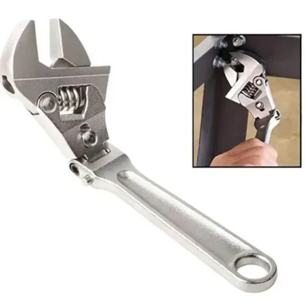 

8 inch Adjustable Ratchet Wrench Folding Handle Dual-Purpose Pipe Wrench Spanner Key Hand Tool