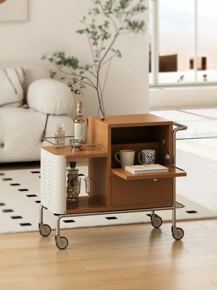 A  Nordic Mid-Ancient Style Portable Small Apartment Household Cart Side Table