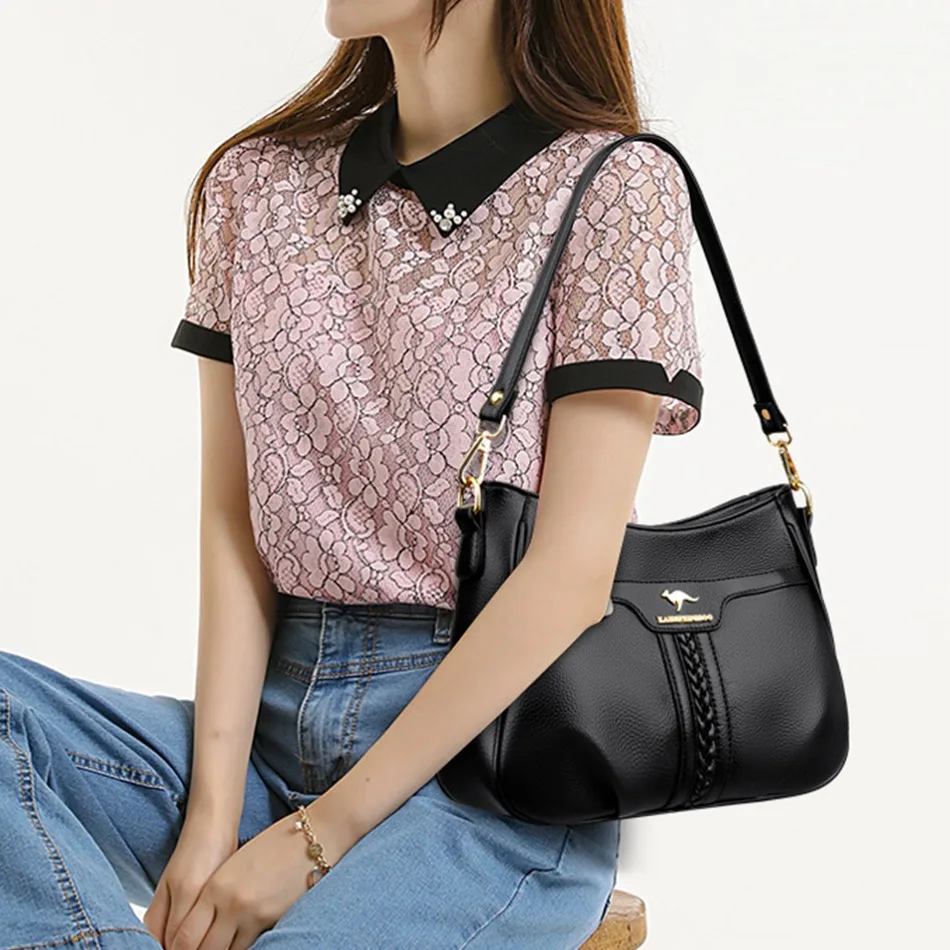 2024 High Quality Soft Leather Women\'s Handbag Trend Designer Female Crossbody Bag Casual Shoulder Messenger Handbags Sac A Main