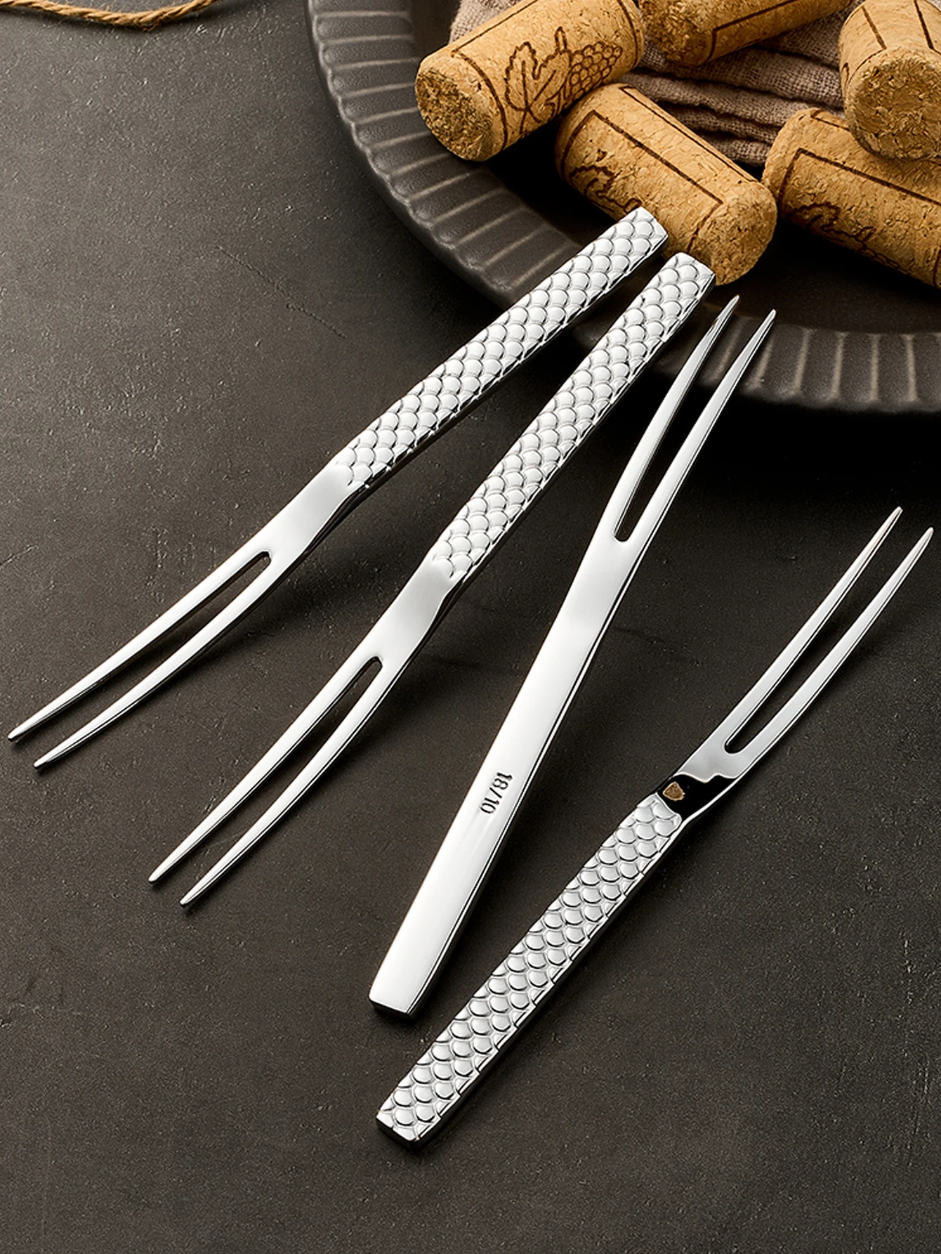 304 Stainless Steel Crab Forks, 2-Prong Escargot Tasting and Appetizer Forks, Salad and Fruit Forks for Parties and Travel(2pc)