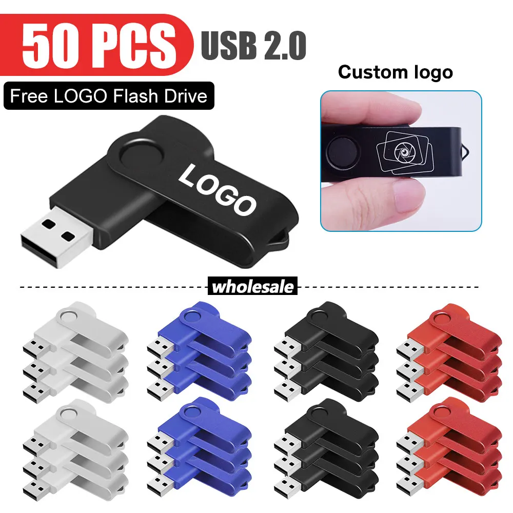 

50Pcs/Lot Original USB 2.0 Flash Drive 1GB 2GB 4GB 8GB Pen Drive 16GB 32GB USB Sticks 64GB Memory Flash Disk 128MB Free Logo