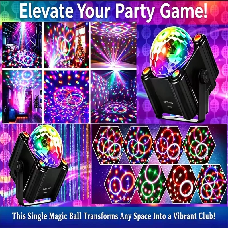 Party Lights Dj Disco Ball Lights Voice Controlled Strobe Stage Colorful Lights Birthday Christmas Performance Party Decoration