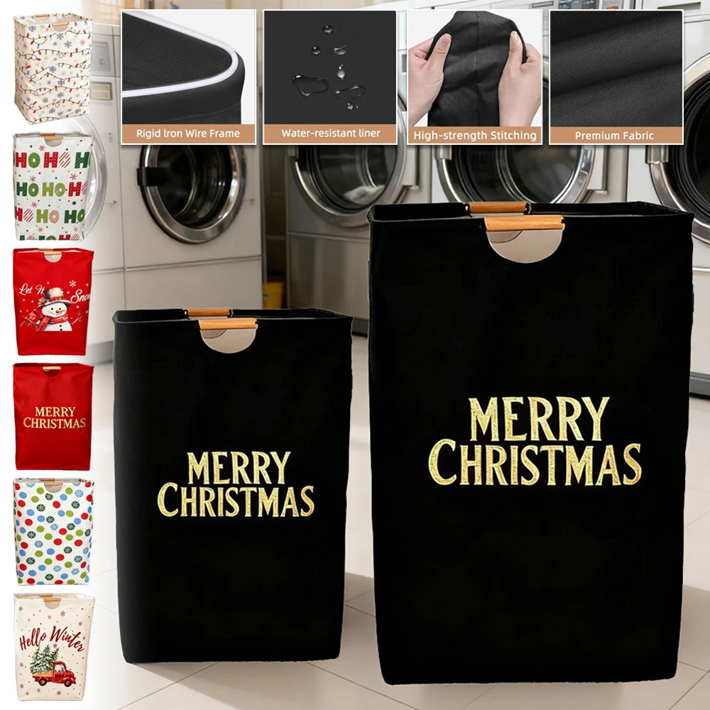 

2026 NEW Christmas Waterproof Laundry Basket Cotton Dirty Clothes Baskets Organizer Foldable Sundries Storage Bag Toy Organizer