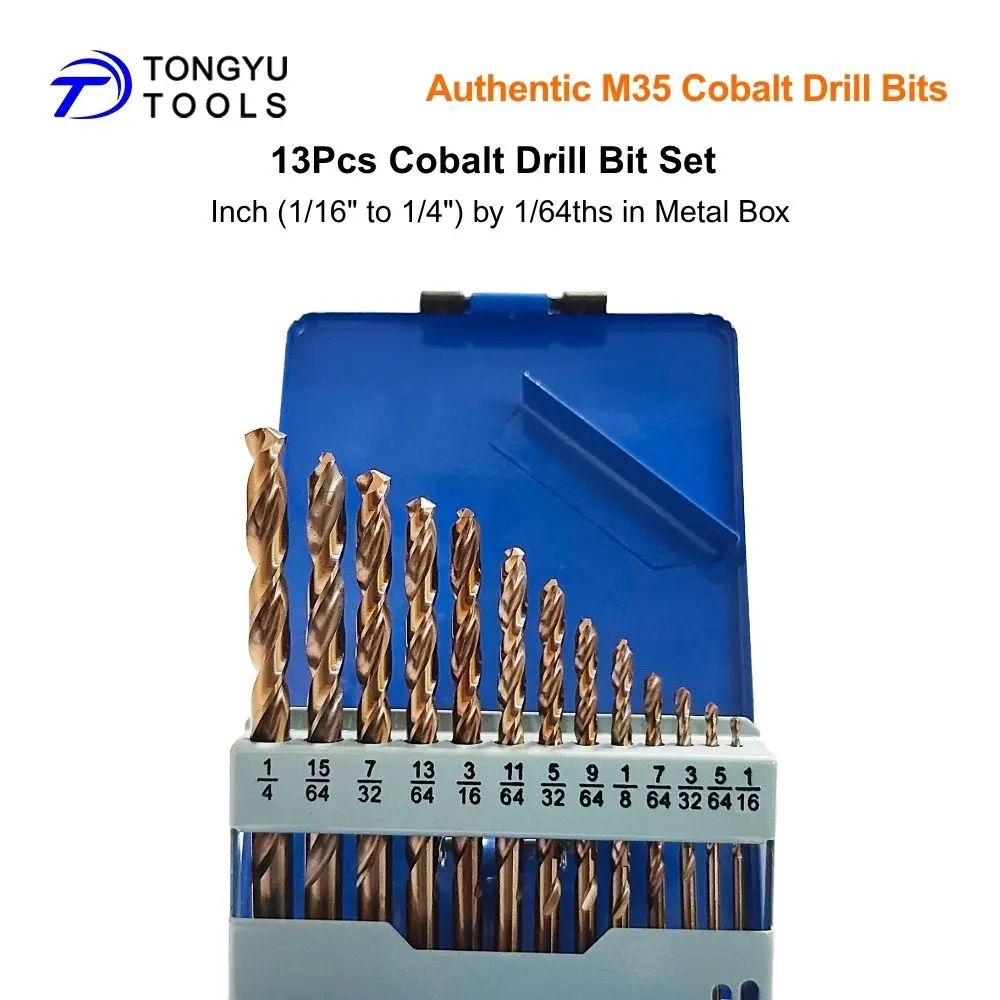 13-teiliges M35 Kobalt-Bohrerset 1/16-1/4 Zoll SAE Fractional HSS Co5% Jobber Spiralbohrer für Edelstahl und Hartmetall – Detail 6
