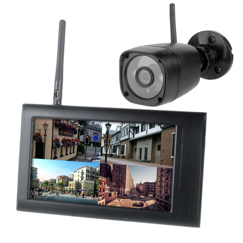 

7-Inch video four-screen monitoring set, LCD camera, wireless security intelligent monitoring infrared