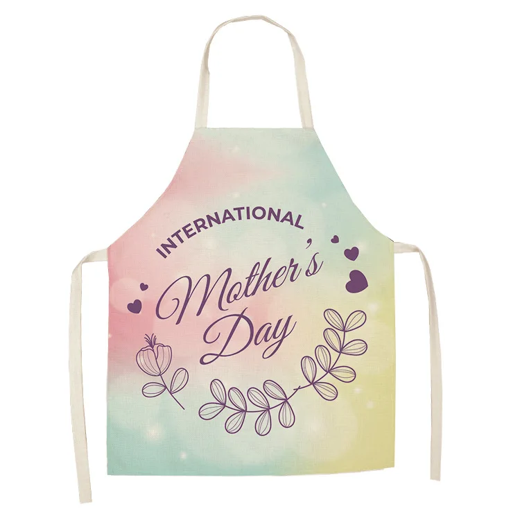 New Mother\'s Day Kitchen Apron Antifouling Cotton Linen women Chef Cooking Aprons Kitchen accessories 55x68cm