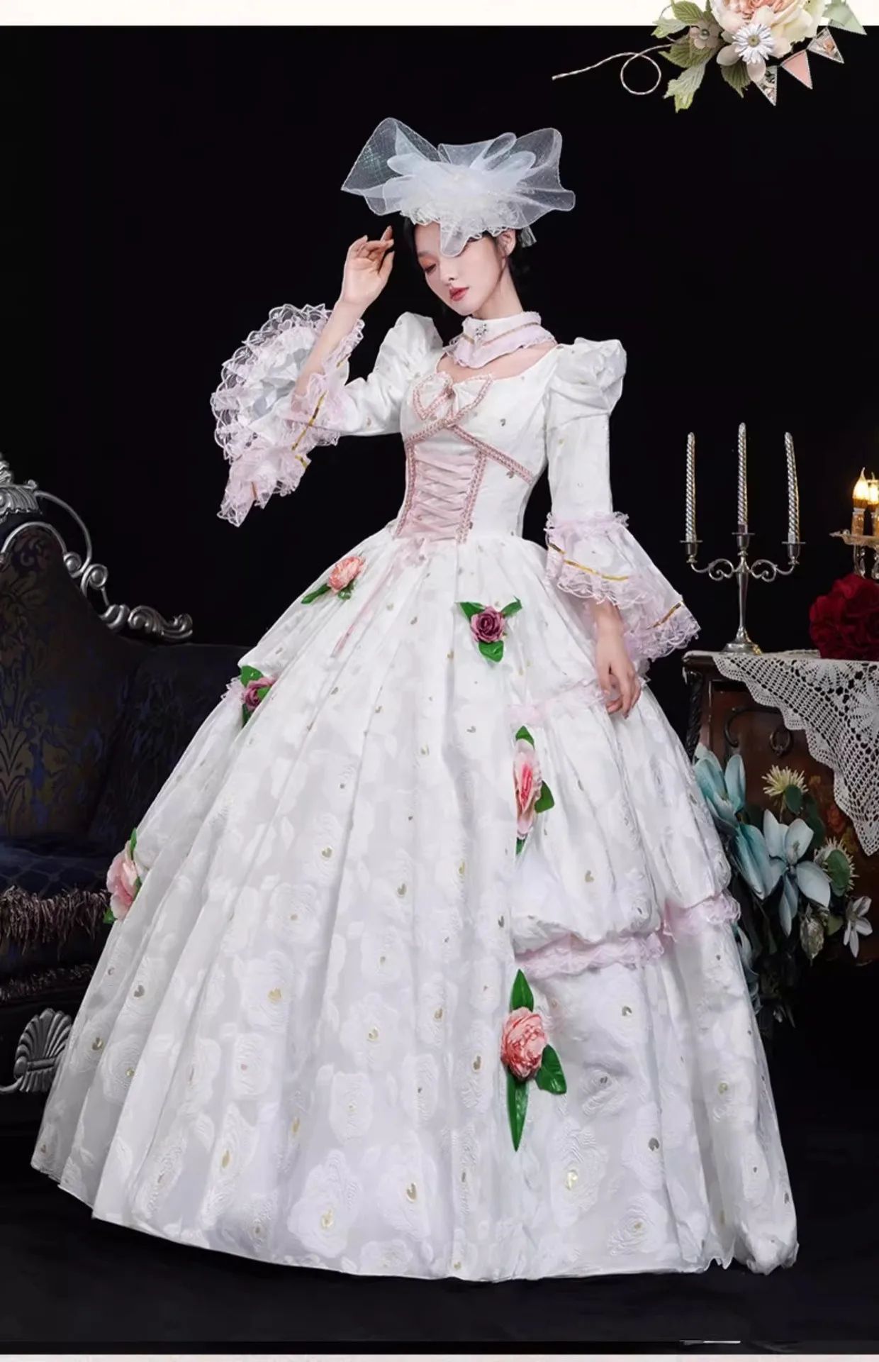 겨울 흰색 유럽 코트 드레스 여성 레트로 하이 엔드 생일 파티 사진 드라마 Catwalk 의상 Vestidos Para Mujer Elegantes