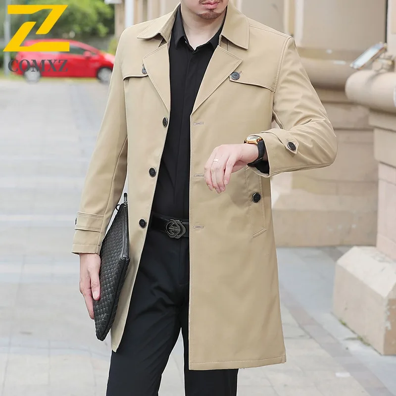 

COMXZ Mens Trench Coat New Autumn Winter Suit Collar Outdoor Sports Office Warm Woolen Coat Business Leisure Mid Length Overcoat