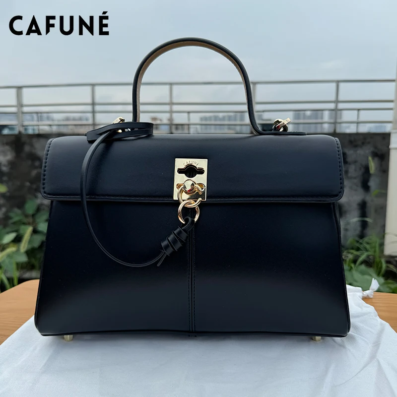 CAFUNE Europe USA Light Luxury Small StanceWallet Handheld Briefcase Classic Cowhide Commuter Shoulder Crossbody Bag 2024