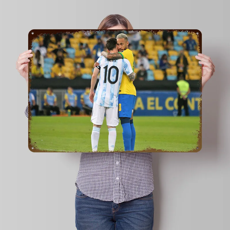 Lionel Messi Football Sport Printed Poster Customized Wall Art Retro Vintage Metal Tin Signs for Gamer Room Decoration Cozy Home