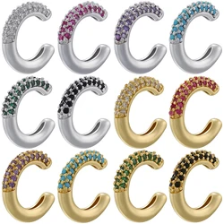 ZHUKOU C shape Ear cuffs multi color Cubic Zirconia ear clips candy No Pierced earrings fake piercing Jewelry wholesale VE906